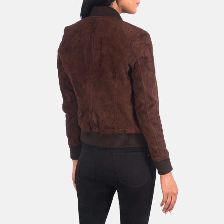 Womens Bliss Brown Suede Bomber Jacket0-8-1623147594797